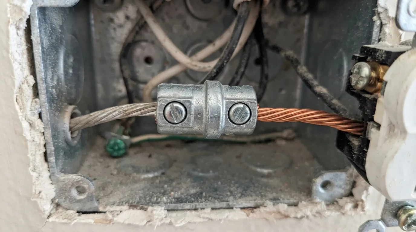 Connector joining aluminum wire to a copper pigtail