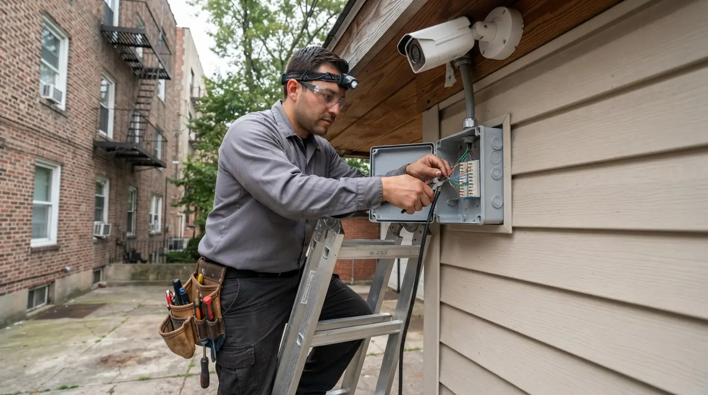 Terminating camera cable at a weatherproof junction box