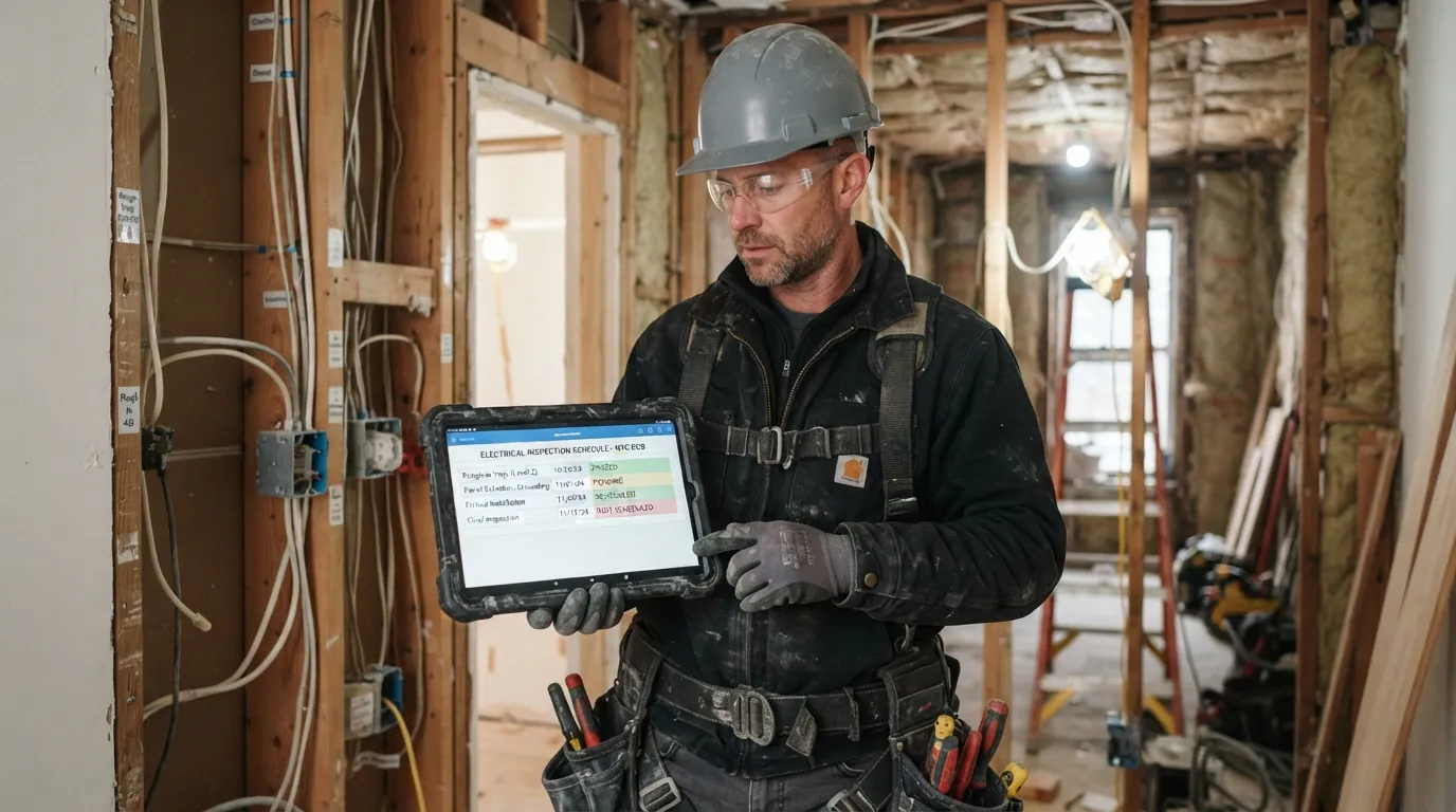 Electrical inspection schedule reviewed during a renovation