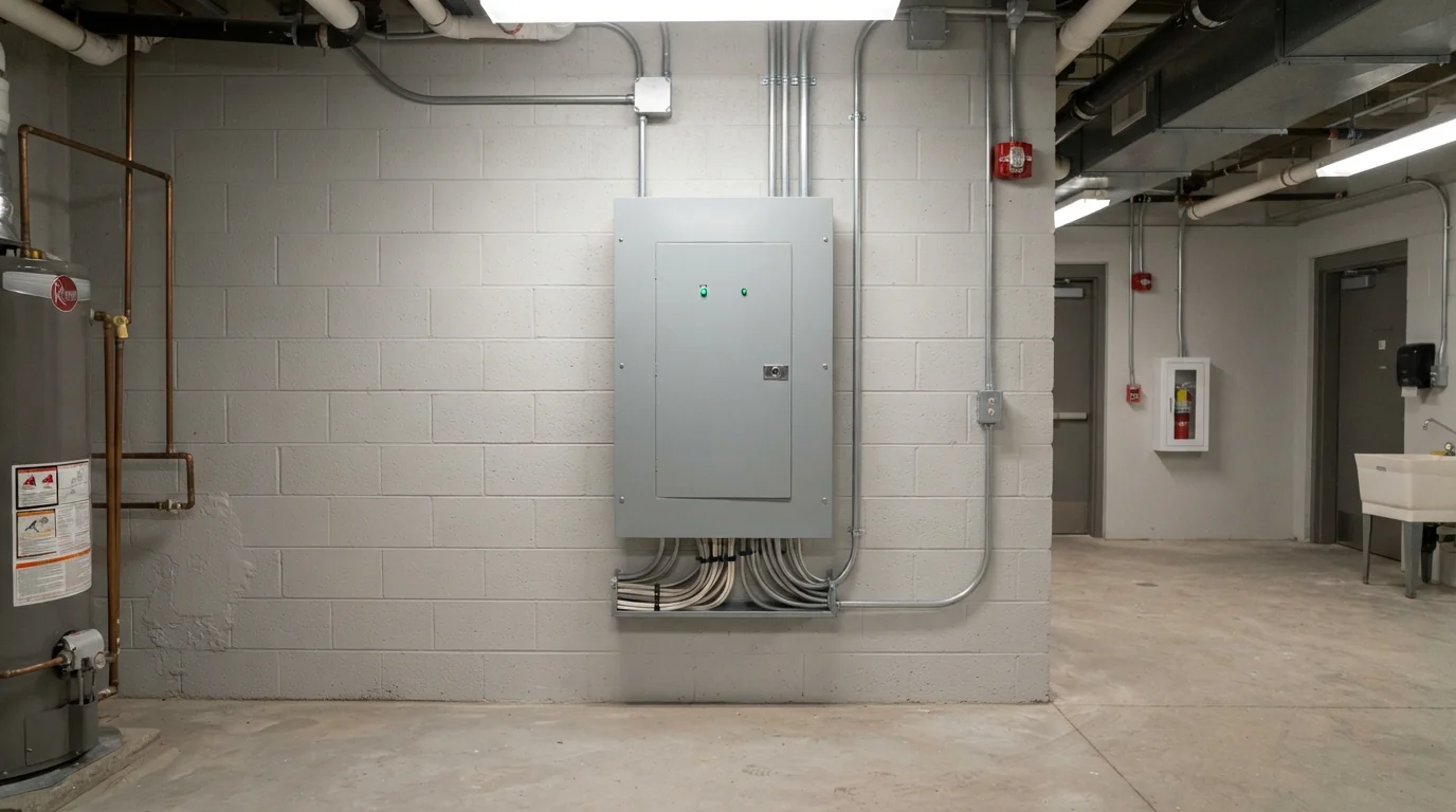 Relocated panel with clear working space in front