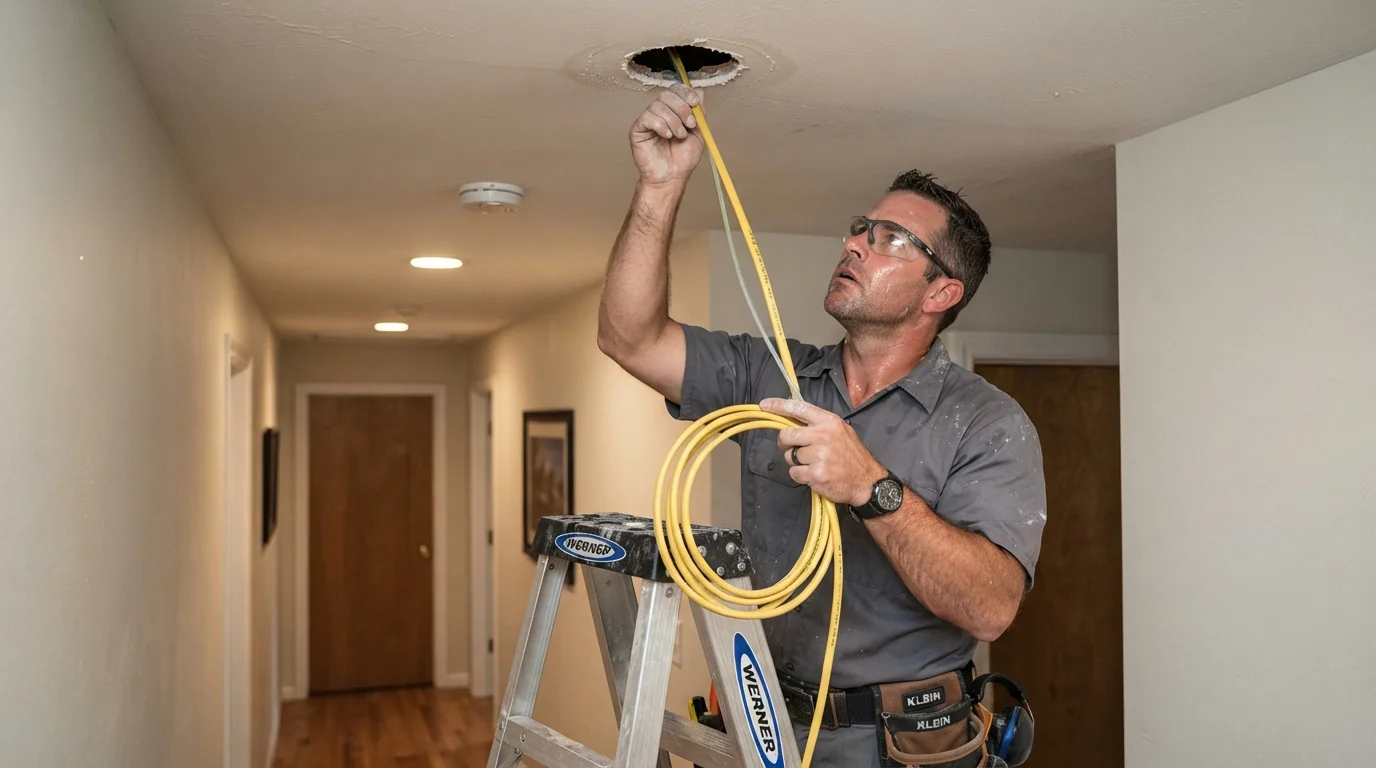 Fishing interconnect cable to a new alarm location