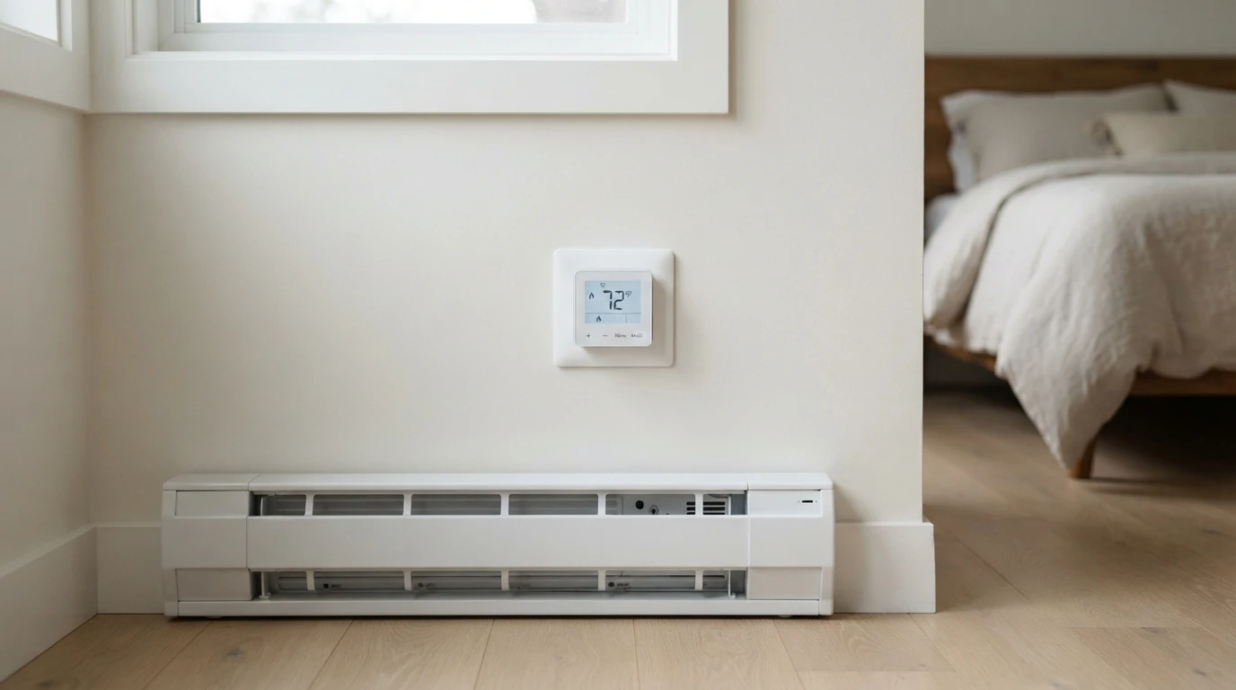 Digital line-voltage thermostat for a baseboard heater