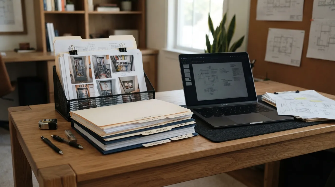 Correction photos and filing documents for an electrical violation