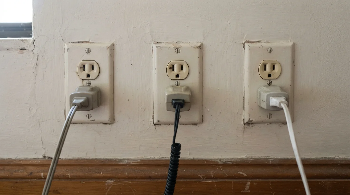 Two-prong outlets with three-prong adapters in an older New York apartment