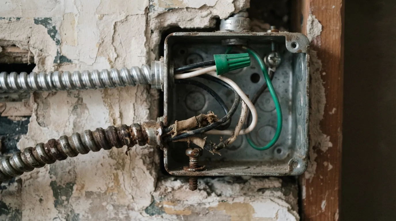 Old BX cable next to new metal-clad cable with a ground