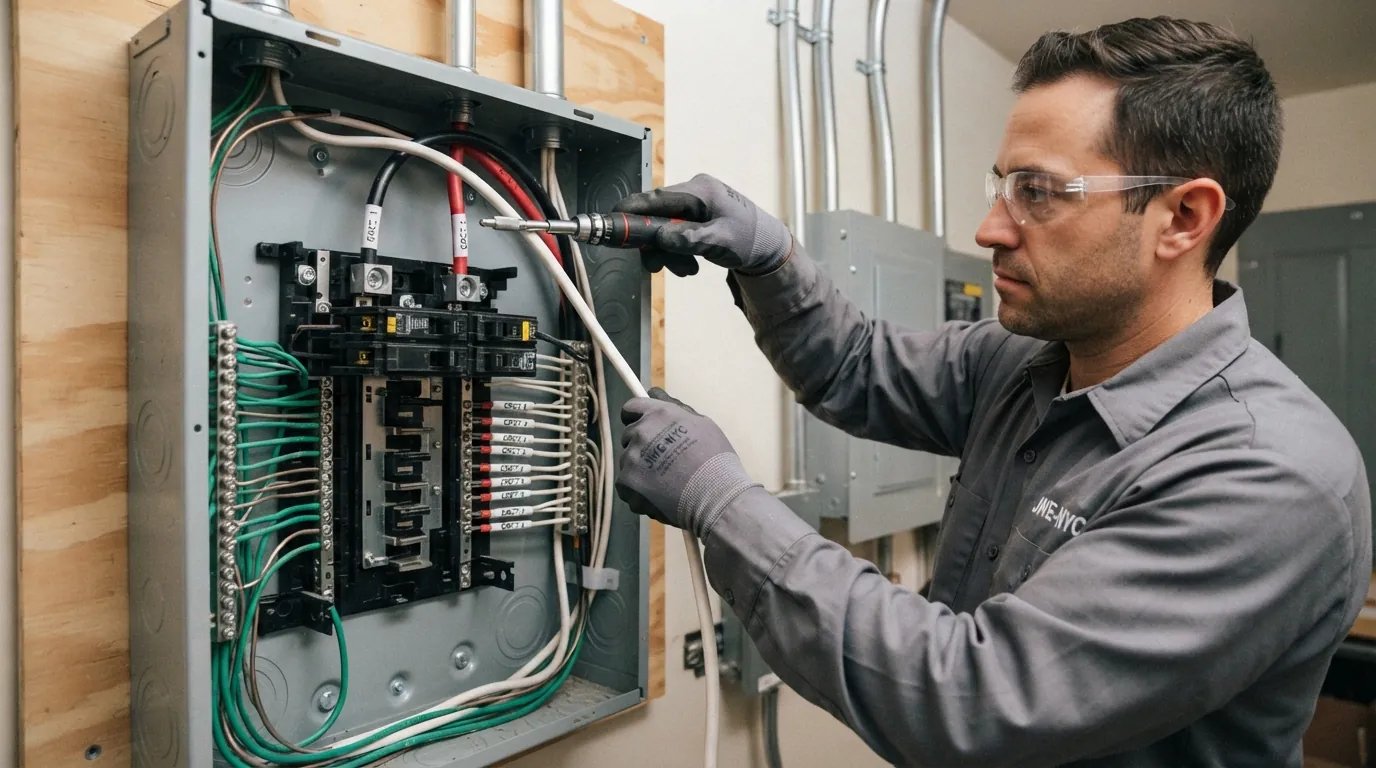Feeder conductors landed in a new subpanel