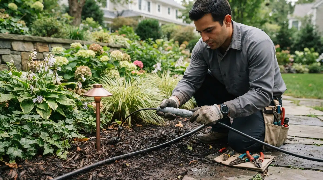 Waterproof splice on a low-voltage landscape lighting cable
