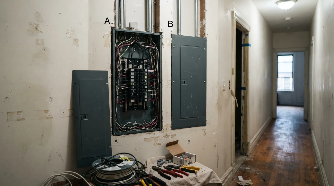 Two apartment panels during an apartment combination