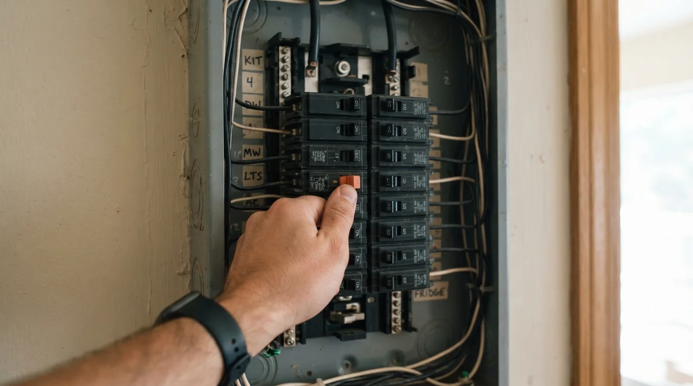 Hand switching a breaker back on in a residential panel