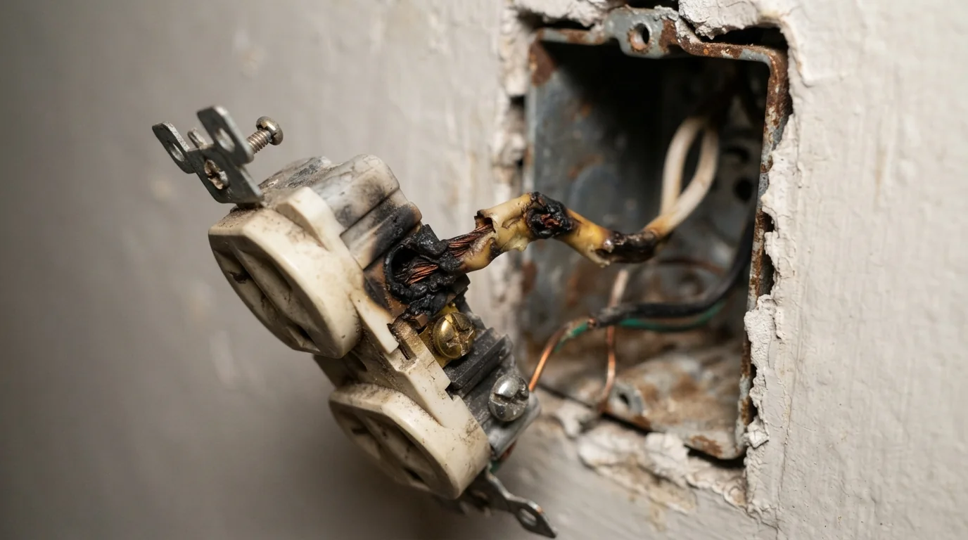 Scorched backstab connection on an old outlet