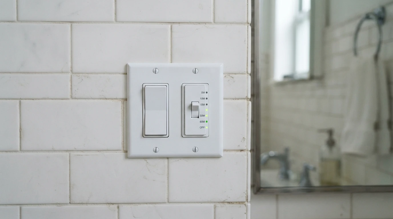 Countdown timer switch for a bathroom fan