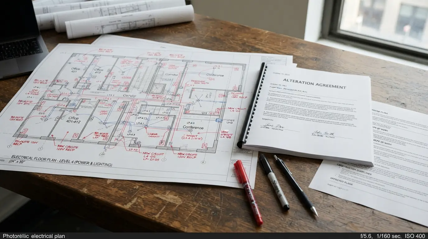 Electrical plan beside an alteration agreement