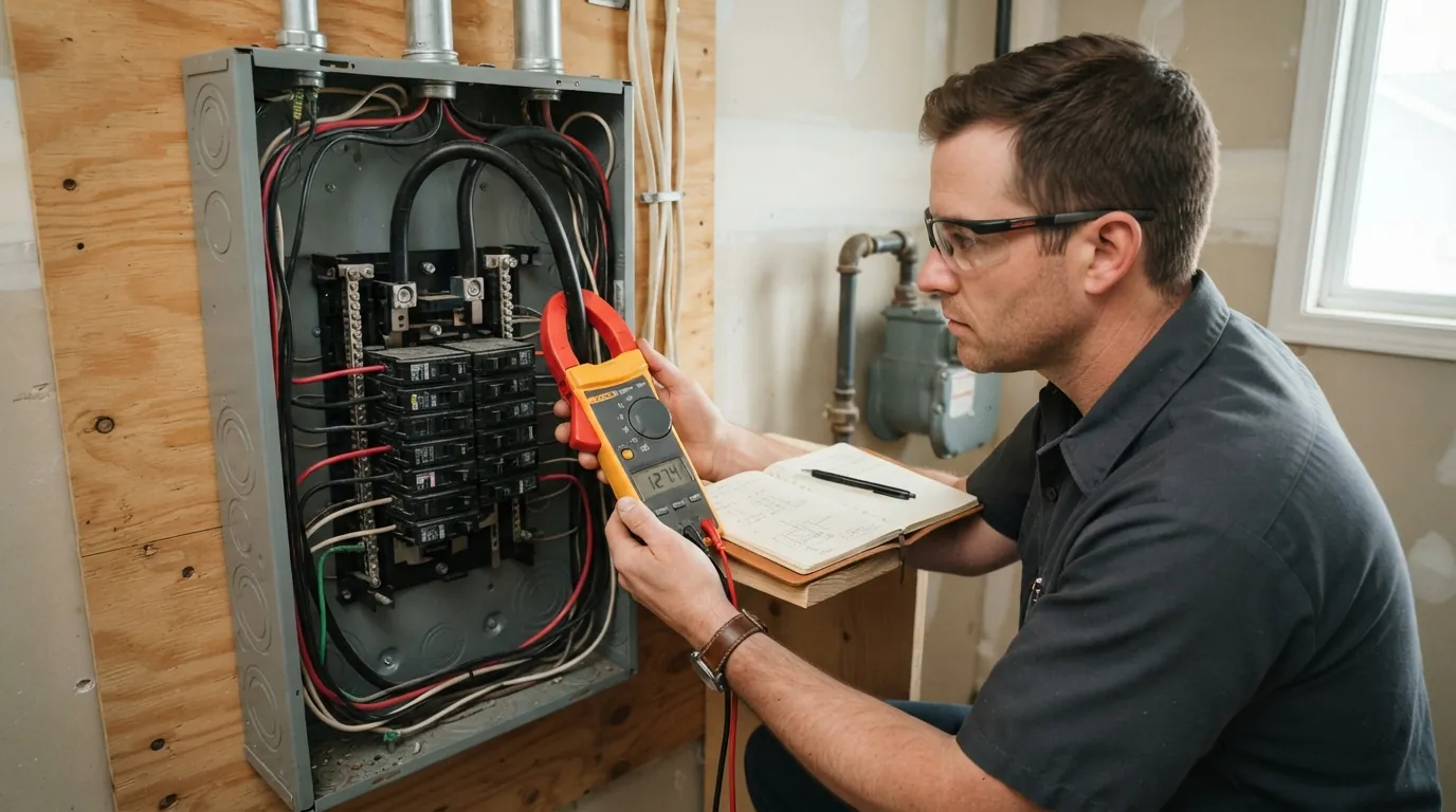 Measuring panel load with a clamp meter