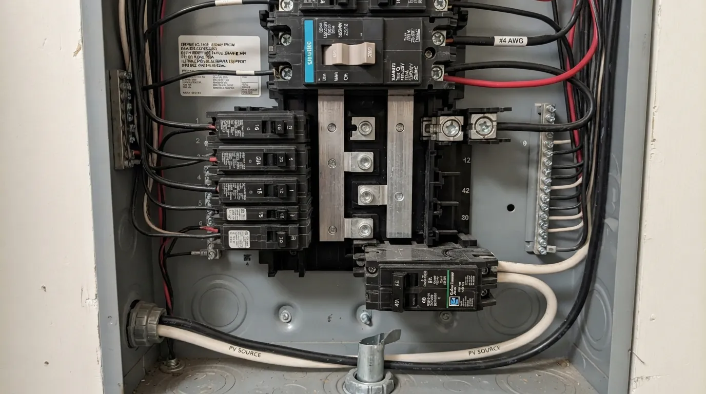 Panel ratings label checked for a solar breaker